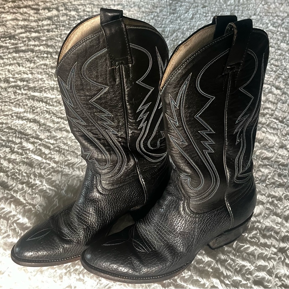 Cowtown black genuine leather cowboy boots size 9.5